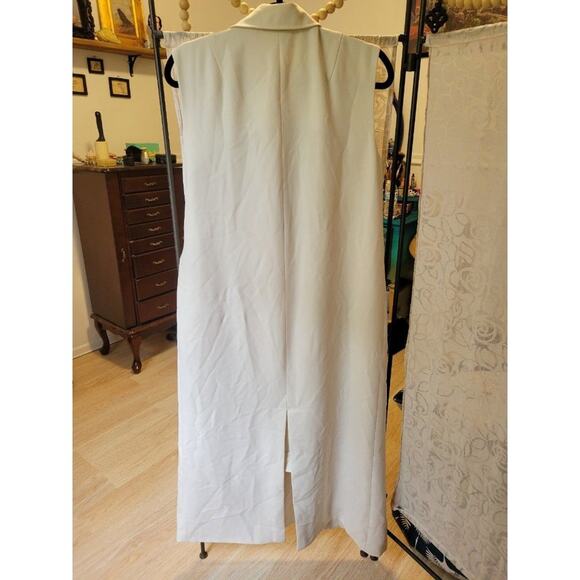 Rent the runway sz small Marina Moscone long wrap vest white color pockets midi - Picture 6 of 7